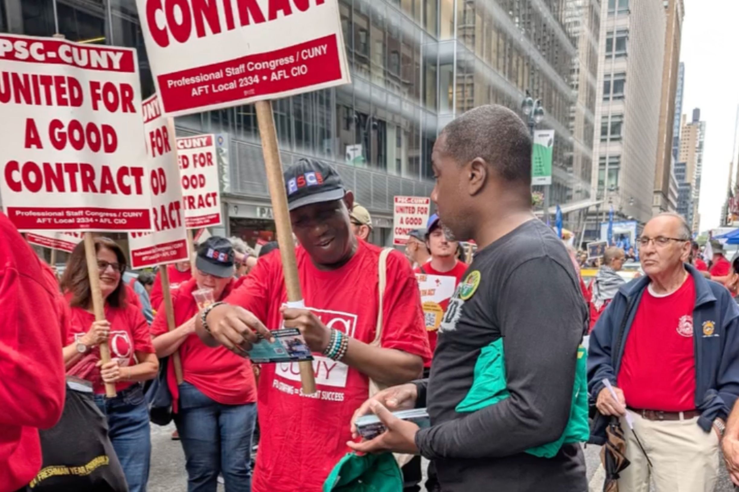 Khari Edwards Supporting workers at PSC CUNY Rally 