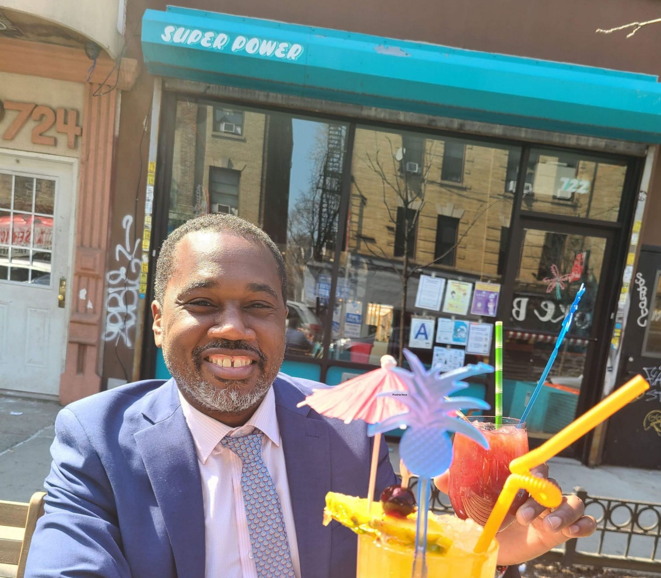 Khari Edwards supporting Brooklyn small businesses at Super Power  - 1